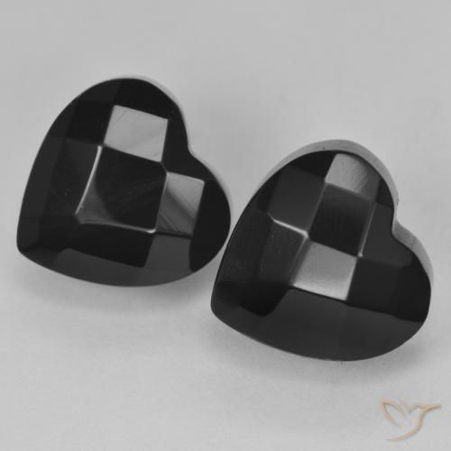 8.57 ct natürliche Schwarz Onyx-Edelsteine, Herz, Lichtundurchlässig