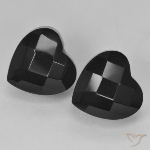 8.77 ct natürliche Schwarz Onyx-Edelsteine, Herz, Lichtundurchlässig