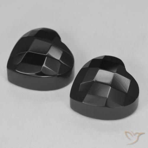 8.77 ct natürliche Schwarz Onyx-Edelsteine, Herz, Lichtundurchlässig