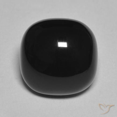 4.85ct Natürlicher Schwarz Onyx, Kissen, Lichtundurchlässig