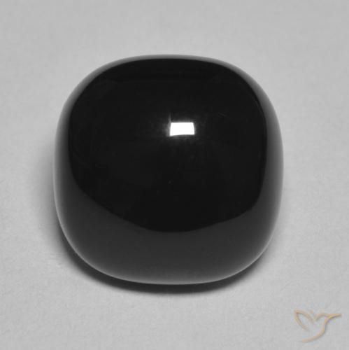 4.77ct Natürlicher Schwarz Onyx, Kissen, Lichtundurchlässig