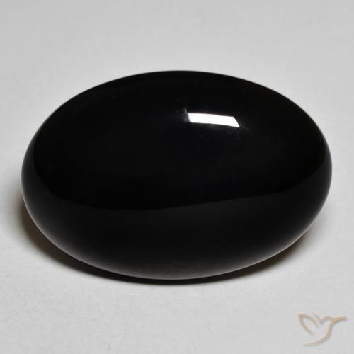 19.58ct Natürlicher Schwarz Onyx, Oval, Lichtundurchlässig