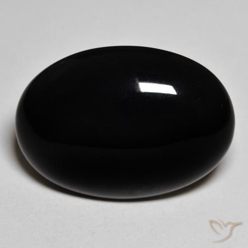 19.42ct Natürlicher Schwarz Onyx, Oval, Lichtundurchlässig