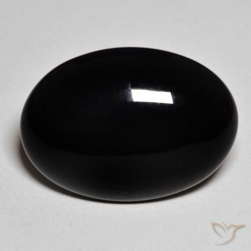 19.82ct Natürlicher Schwarz Onyx, Oval, Lichtundurchlässig