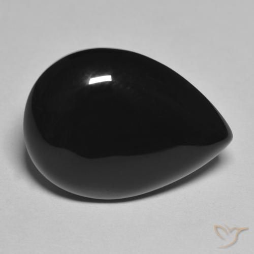11.25ct Natürlicher Schwarz Onyx, Birnenform, Lichtundurchlässig