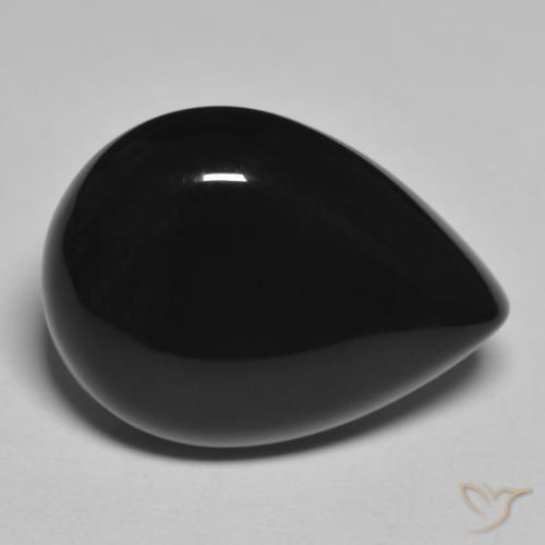 12.30ct Natürlicher Schwarz Onyx, Birnenform, Lichtundurchlässig