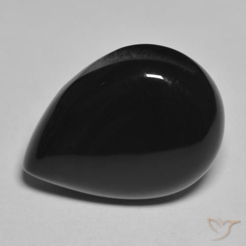 9,17 ctw natürlicher Schwarz Onyx, Birnenform, Lichtundurchlässig
