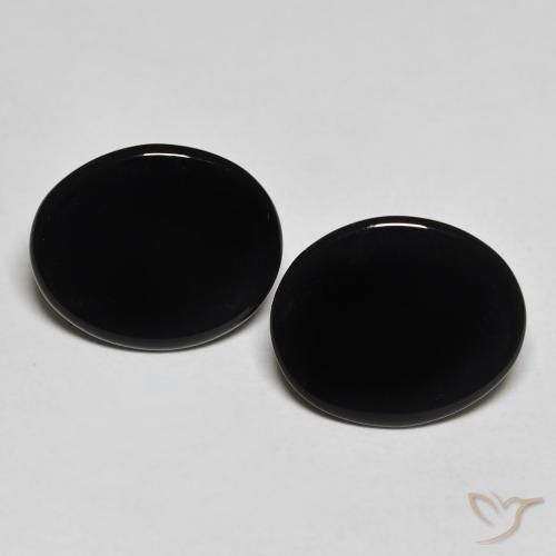 8.25ctw Natürlicher Schwarz Onyx, Oval, Lichtundurchlässig