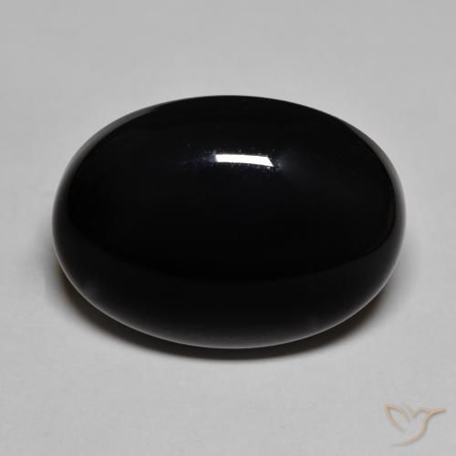21.84ct Natürlicher Schwarz Onyx, Oval, Lichtundurchlässig
