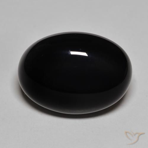 23.37ct Natürlicher Schwarz Onyx, Oval, Lichtundurchlässig