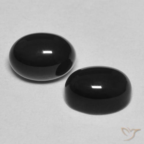 2.38 ct natürliche Schwarz Onyx-Edelsteine, Oval, Lichtundurchlässig