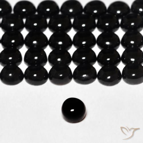 0.16ct Natürlicher Schwarz Onyx, Runden, Lichtundurchlässig