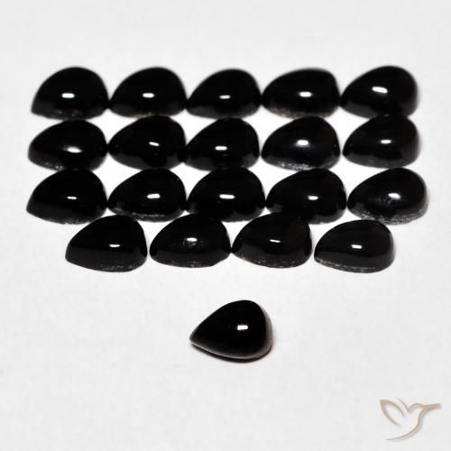 0.15ct Natürlicher Schwarz Onyx, Birnenform, Lichtundurchlässig