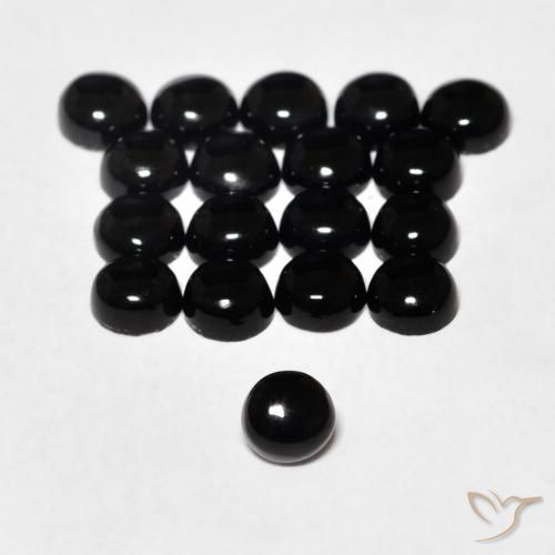 0.15ct Natürlicher Schwarz Onyx, Runden, Lichtundurchlässig