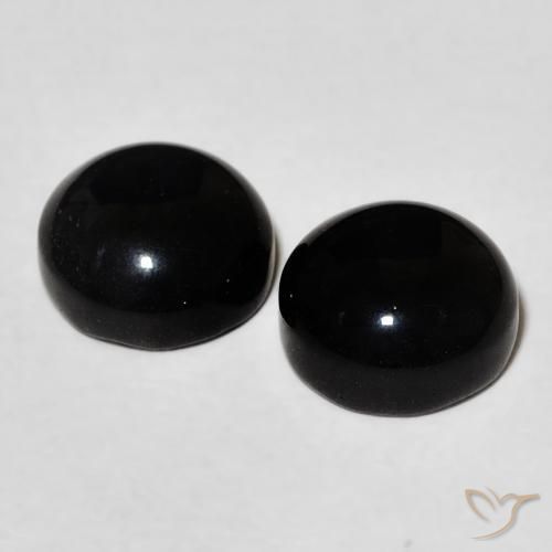 3.10 ct natürliche Schwarz Onyx-Edelsteine, Runden, Lichtundurchlässig