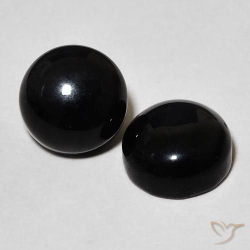 3.27 ct natürliche Schwarz Onyx-Edelsteine, Runden, Lichtundurchlässig