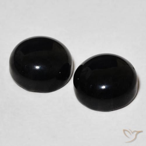 3.27 ct natürliche Schwarz Onyx-Edelsteine, Runden, Lichtundurchlässig