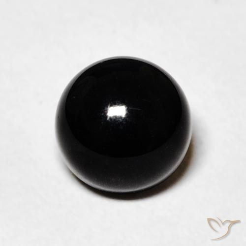 1.48ct Natürlicher Schwarz Onyx, Runden, Lichtundurchlässig