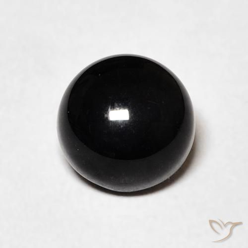 1.23ct Natürlicher Schwarz Onyx, Runden, Lichtundurchlässig