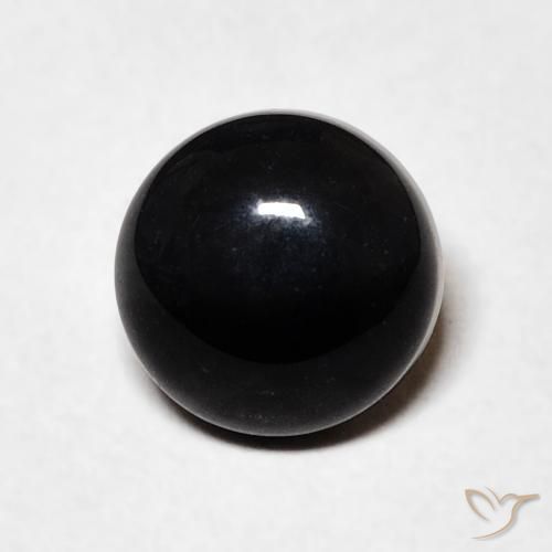1.58ct Natürlicher Schwarz Onyx, Runden, Lichtundurchlässig