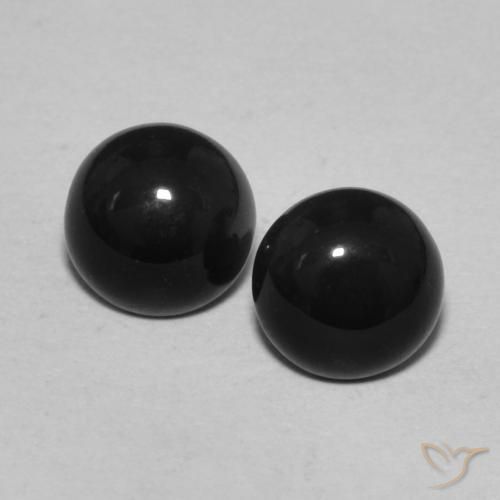 1.44 ct natürliche Schwarz Onyx-Edelsteine, Rund Schliff, Lichtundurchlässig