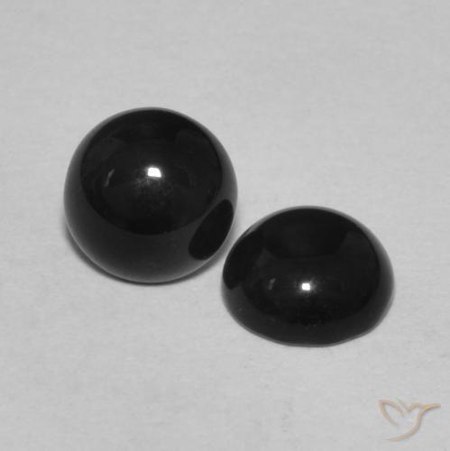 1.44 ct natürliche Schwarz Onyx-Edelsteine, Rund Schliff, Lichtundurchlässig