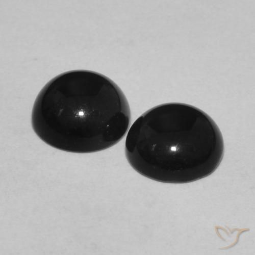 1.44 ct natürliche Schwarz Onyx-Edelsteine, Rund Schliff, Lichtundurchlässig