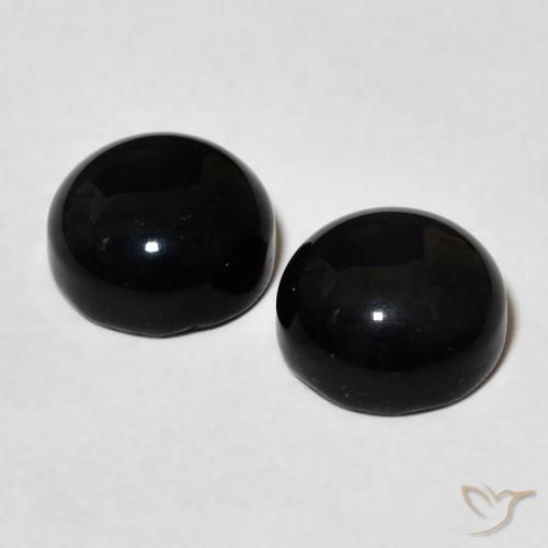 3.36 ct natürliche Schwarz Onyx-Edelsteine, Runden, Lichtundurchlässig