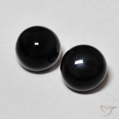 2,43 ct natürliche schwarzer Onyx-Edelsteine, Rundschliff, Lichtundurchlässig