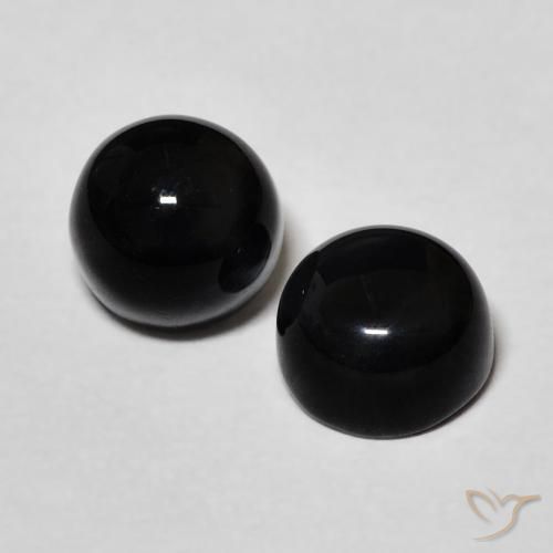 2,43 ct natürliche schwarzer Onyx-Edelsteine, Rundschliff, Lichtundurchlässig