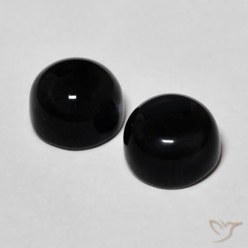 2,43 ct natürliche schwarzer Onyx-Edelsteine, Rundschliff, Lichtundurchlässig