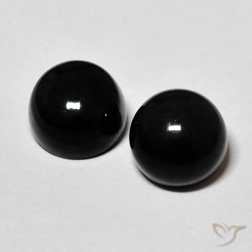 3.20ctw Natürlicher Schwarz Onyx, Runden, Lichtundurchlässig
