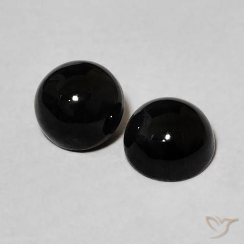 1.98 ct natürliche Schwarz Onyx-Edelsteine, Runden, Lichtundurchlässig