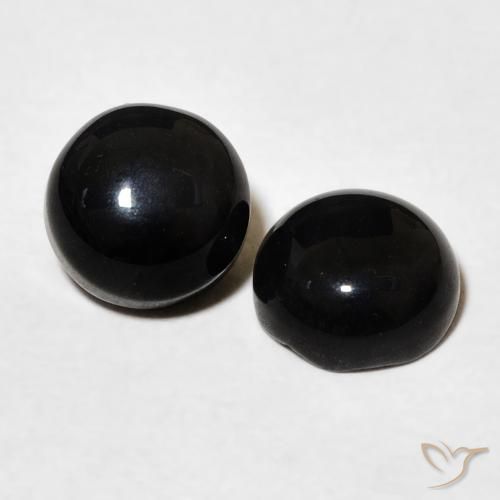 3.07 ct natürliche Schwarz Onyx-Edelsteine, Runden, Lichtundurchlässig