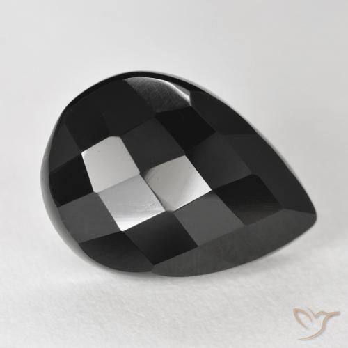 9.48ct Natürlicher Schwarz Onyx, Birnenform, Lichtundurchlässig
