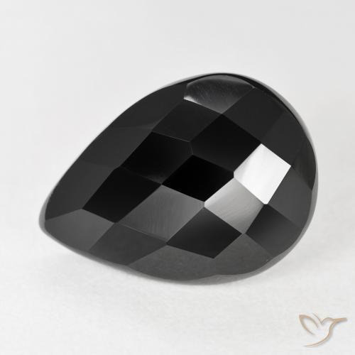 8.25ct Natürlicher Schwarz Onyx, Birnenform, Lichtundurchlässig