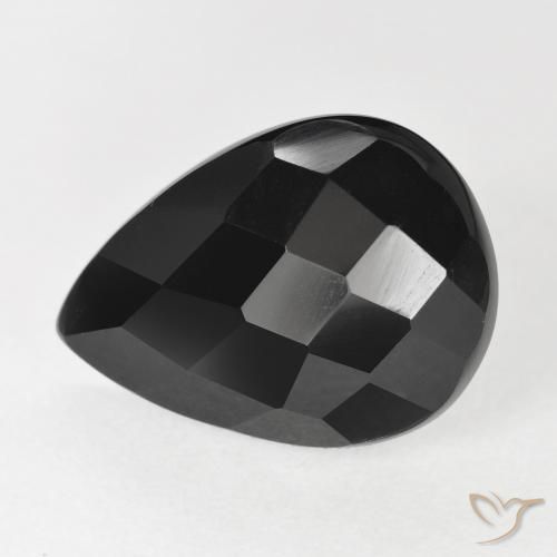 9.19ct Natürlicher Schwarz Onyx, Birnenform, Lichtundurchlässig