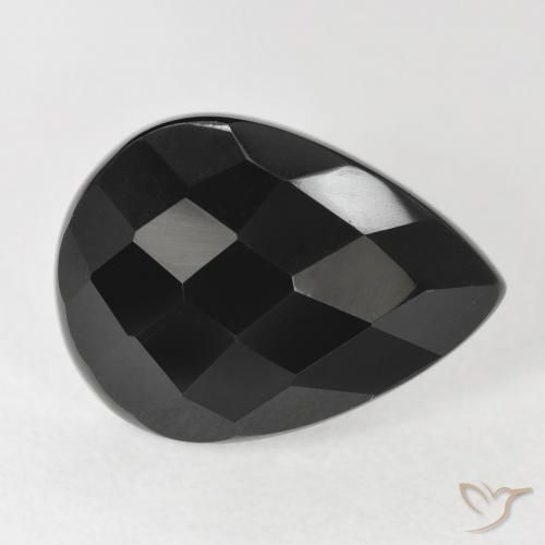9,17 ctw natürlicher Schwarz Onyx, Birnenform, Lichtundurchlässig