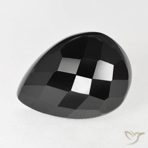 9,17 ctw natürlicher Schwarz Onyx, Birnenform, Lichtundurchlässig