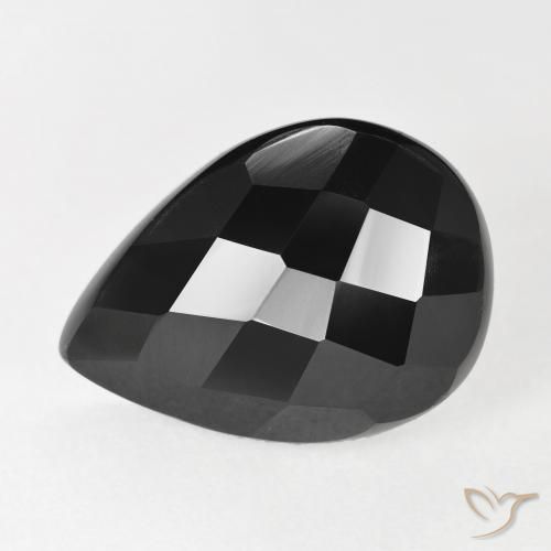 9.47ct Natürlicher Schwarz Onyx, Birnenform, Lichtundurchlässig