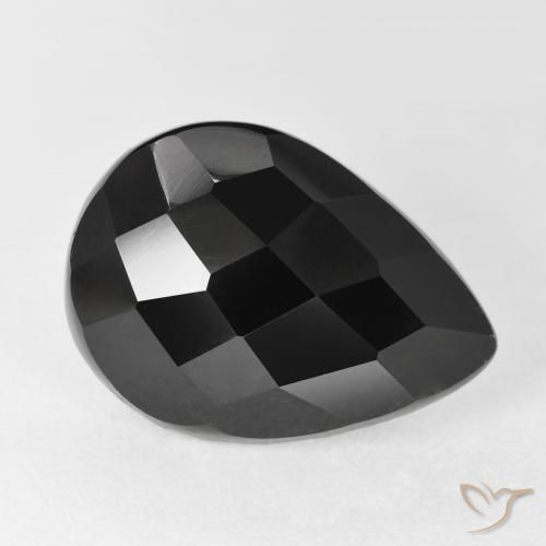 10.69ct Natürlicher Schwarz Onyx, Birnenform, Lichtundurchlässig