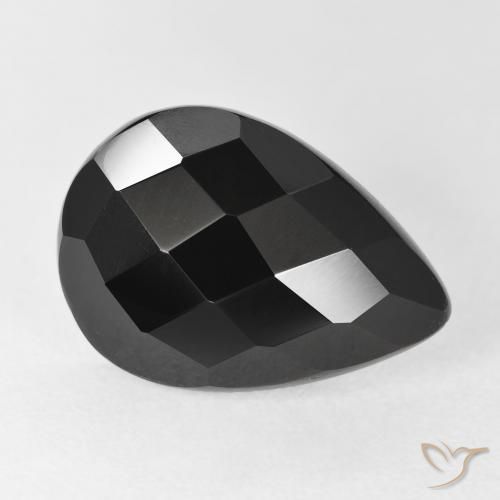 7.67ct Natürlicher Schwarz Onyx, Birnenform, Lichtundurchlässig