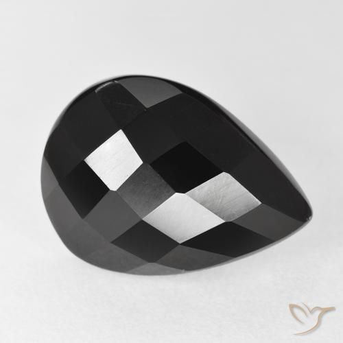 9,17 ctw natürlicher Schwarz Onyx, Birnenform, Lichtundurchlässig
