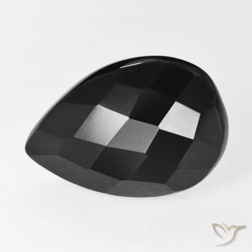 8.80ct Natürlicher Schwarz Onyx, Birnenform, Lichtundurchlässig