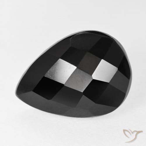 9.80ct Natürlicher Schwarz Onyx, Birnenform, Lichtundurchlässig