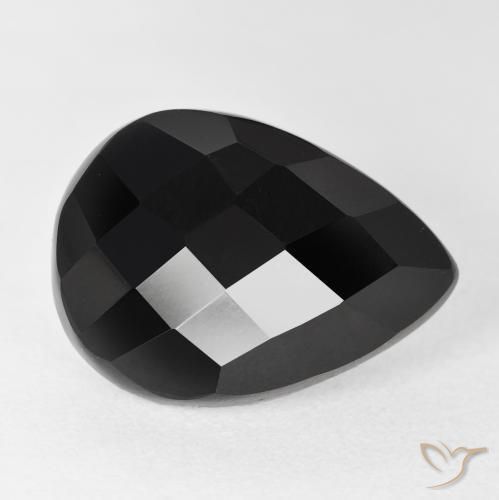 9,17 ctw natürlicher Schwarz Onyx, Birnenform, Lichtundurchlässig