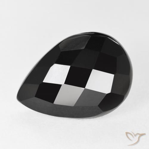 8.88ct Natürlicher Schwarz Onyx, Birnenform, Lichtundurchlässig