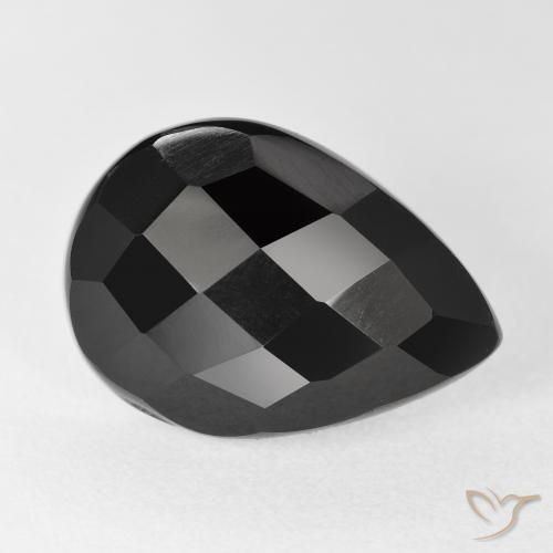 9,17 ctw natürlicher Schwarz Onyx, Birnenform, Lichtundurchlässig
