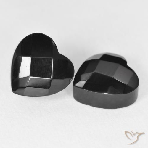 8.42 ct natürliche Schwarz Onyx-Edelsteine, Herz, Lichtundurchlässig