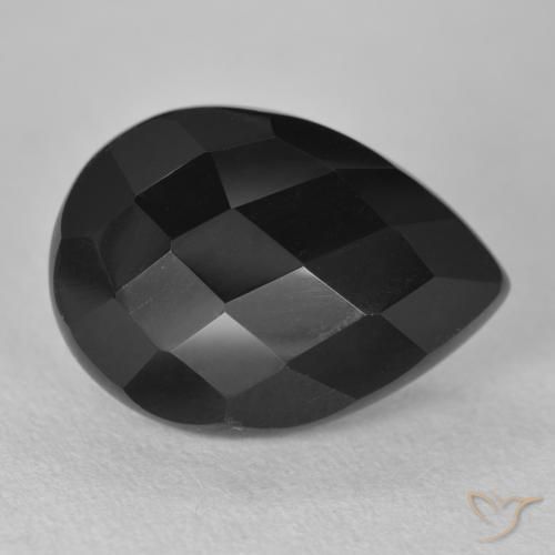 8.92ct Natürlicher Schwarz Onyx, Birnenform, Lichtundurchlässig